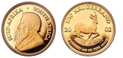 1/10 onça de krugerrand