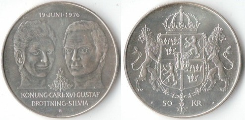 50 kronor (Casamento do Rei Carl XVI Gustaf e da Rainha Silvia)