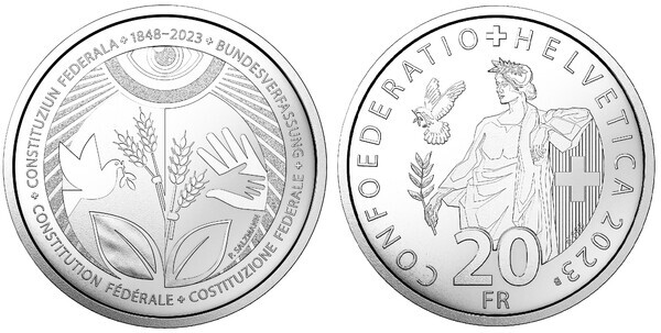 20 francos (175 anos de Constituição Federal, 1848-2023.)