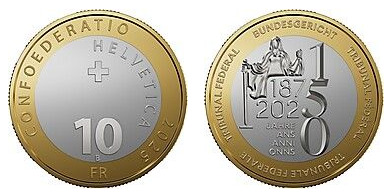 10 francos (150 anos do Tribunal Federal).