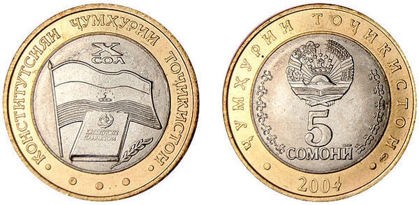 5 Somoni (10º aniversário da Constituição)