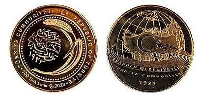 100 liras (100.º aniversário da República da Turquia)