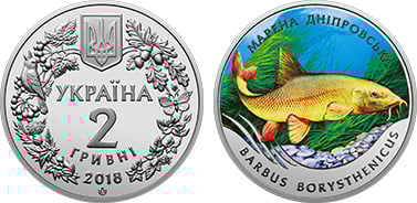 2 hryvni (barbo do Dnieper - Barbus borysthenicus)