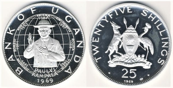 25 xelins (Visita do Papa Paulo VI)