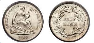 1 half dime (Liberdade sentada)