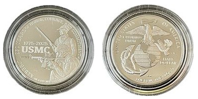 1/2 dólar (250º aniversário do Corpo de Fuzileiros Navais dos EUA)