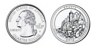 1/4 dollar (America The Beautiful - Parque Nacional de Acadia, Maine)