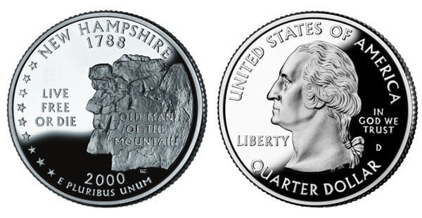 1/4 dollar (50 Estados dos EUA - New Hampshire)