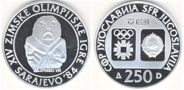 250 dinara (XIV Jogos Olímpicos de inverno - Sarajevo 1984)