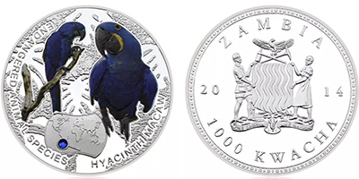 1000 kwacha (Animais em vias de extinção: Arara-azul)