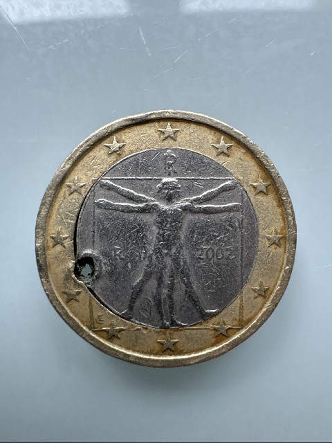 Foto 1 Moeda não identificada: Moneda 1 € hombre vitruvio 2002