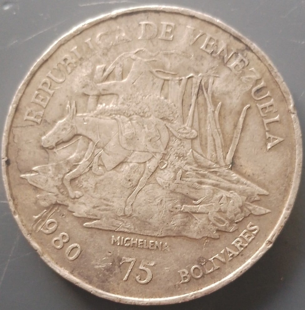 Foto 2 Moeda não identificada: Moneda de 75 Bolívares 1980
