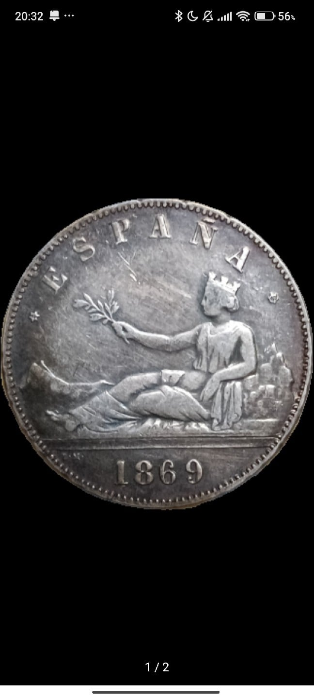 Foto 1 Moeda não identificada: 5 pesetas 1869