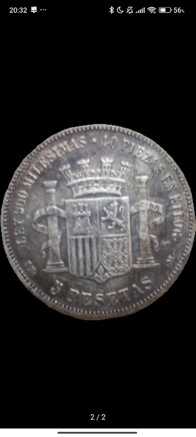 Foto 2 Moeda não identificada: 5 pesetas 1869